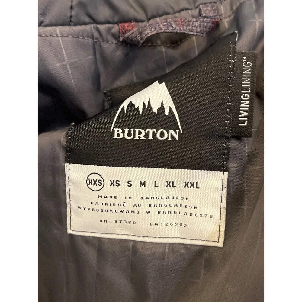 Burton Mens Striped Snowboard‎ Jacket Hooded Blue Red Outerwear Small